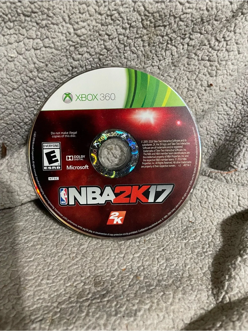NBA 2K17 Xbox 360 Game Disc - Red and White Label